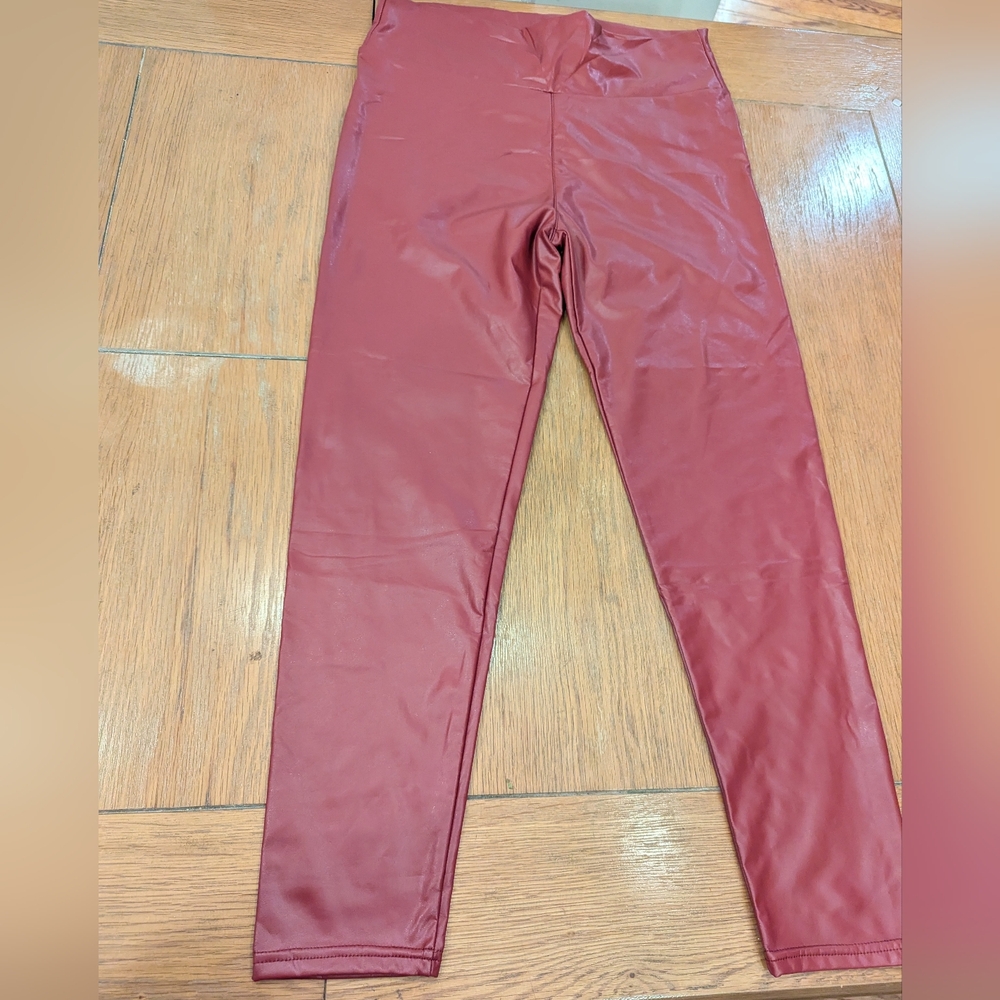 Red Faux Leather Leggings XXL